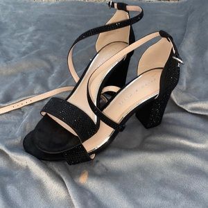 BLACK RHINESTONE HEELS